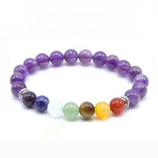 Pulsera 8mm 7 Chakras Amatista